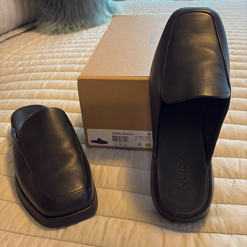 Vince Raquel Black Leather Mules